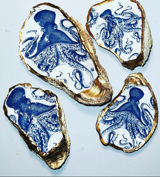 DECOUPAGE OYSTER SHELL OCTOPUS 4PC SET