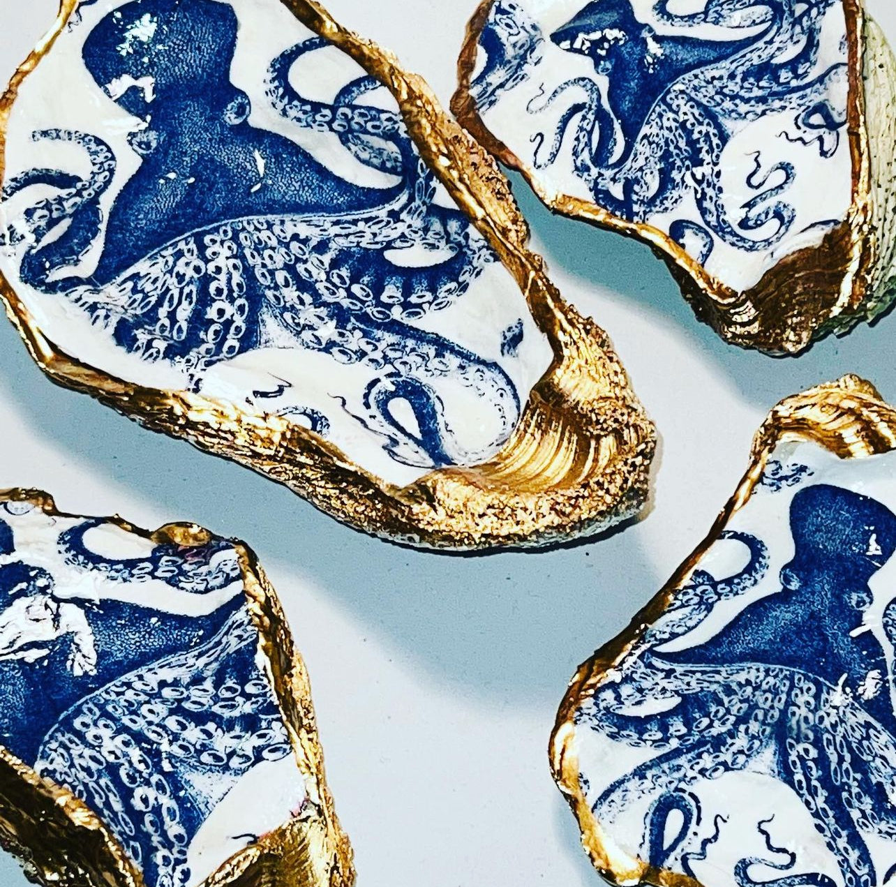 DECOUPAGE OYSTER SHELL OCTOPUS 4PC SET
