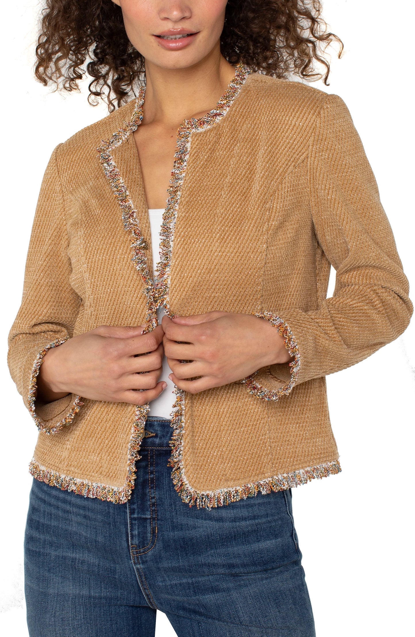 LIVERPOOL COLLARLESS JACKET WITH FRAY
