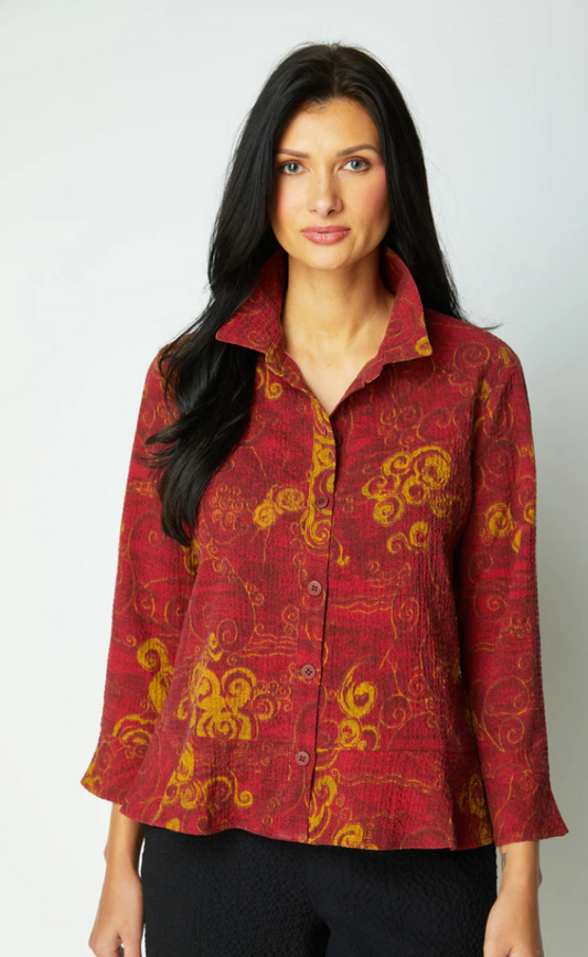 HABITAT PUCKER WEAVE FLOUNCE TOP