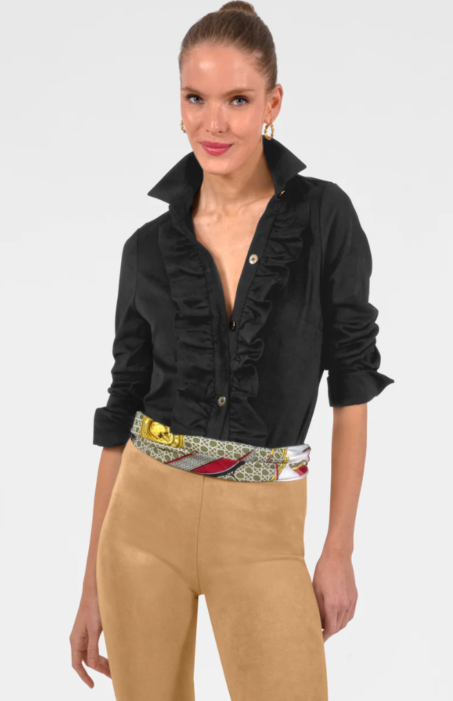 GRETCHEN SCOTT RUMBLE BLOUSE SUEDE BLK