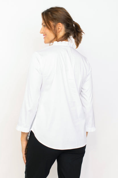 HABITAT RUFFLE BUTTON SHIRT WHITE