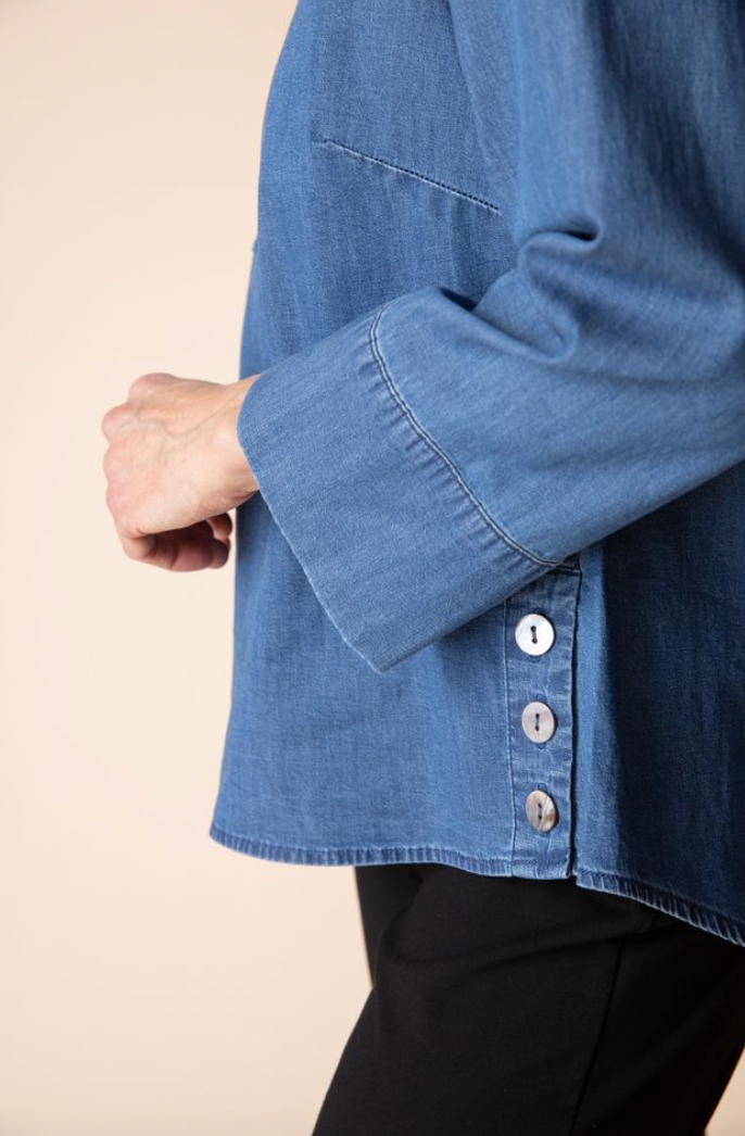 Habitat Stretch Denim Henley Top Medium