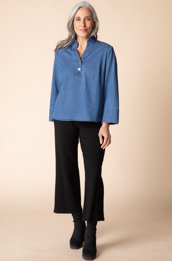 Habitat Stretch Denim Henley Top Medium