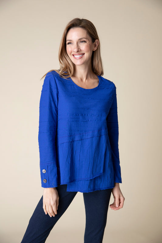 HABITAT COTTON BOAT NECK SHIRT SAPPHIRE