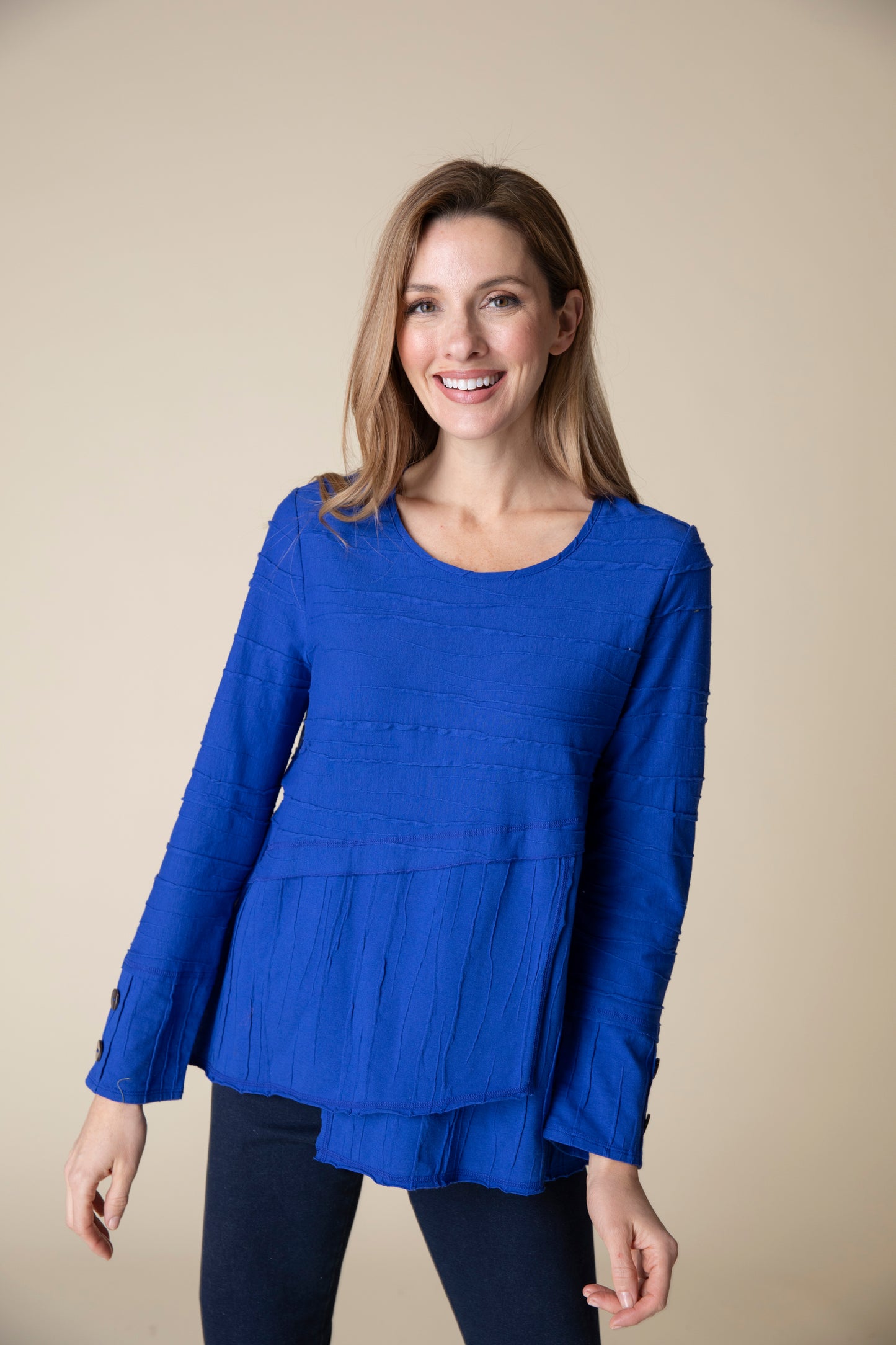 HABITAT COTTON BOAT NECK SHIRT SAPPHIRE