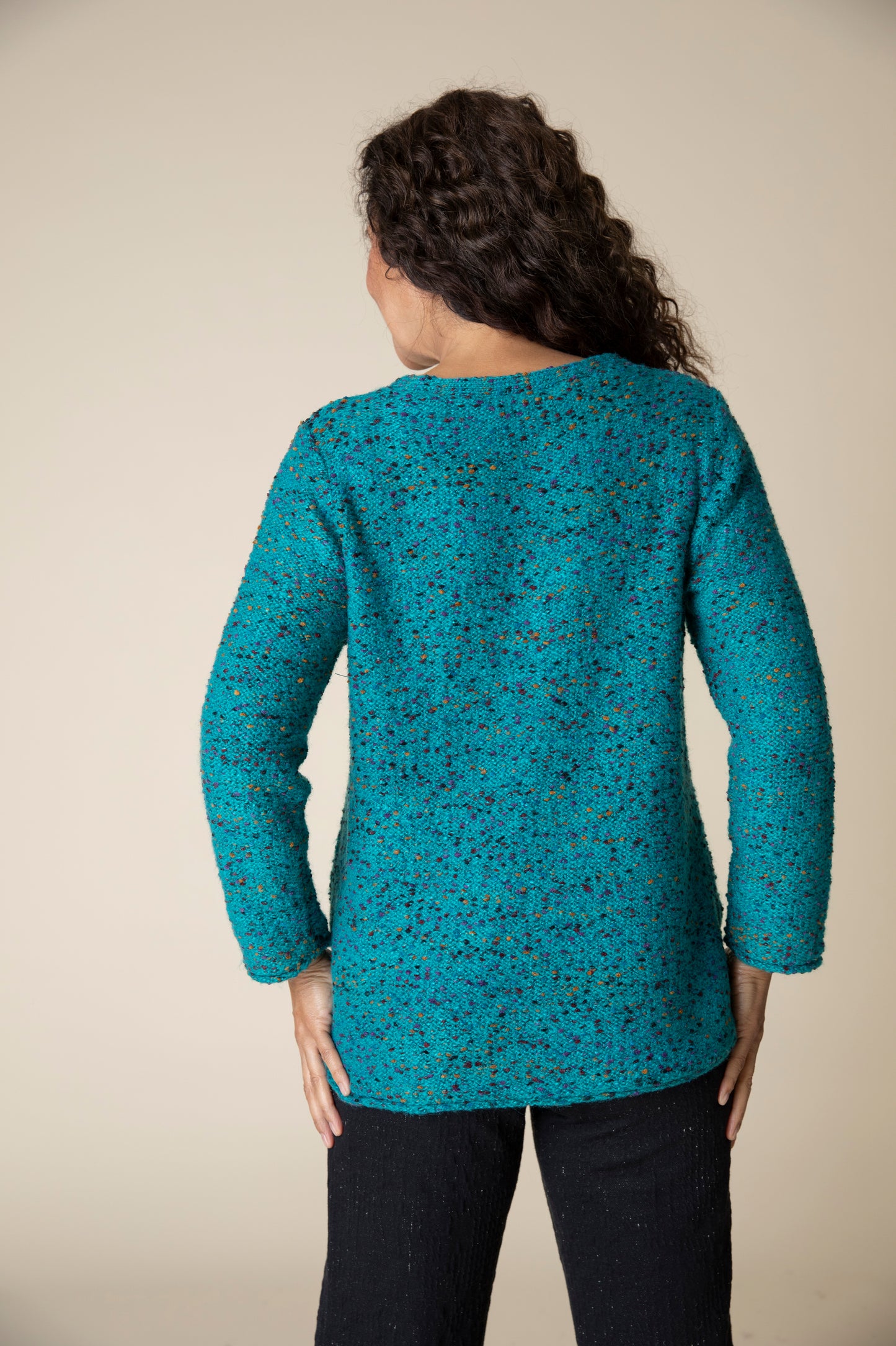 HABITAT CONFETTI SWEATER SWING POCKET PULLOVER - TEAL