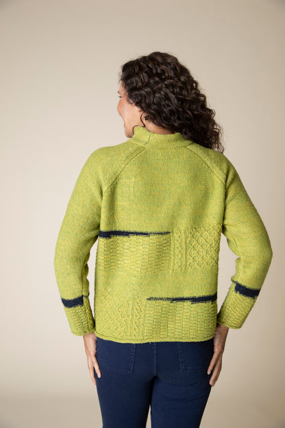 HABITAT HARVEST TWEED MIXED CABLE STITCH PULLOVER PEAR