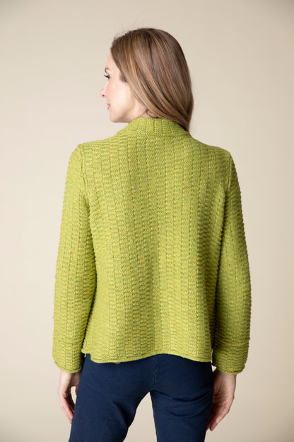 HABITAT HARVEST TWEED BRICK STITCH CARDIGAN PEAR