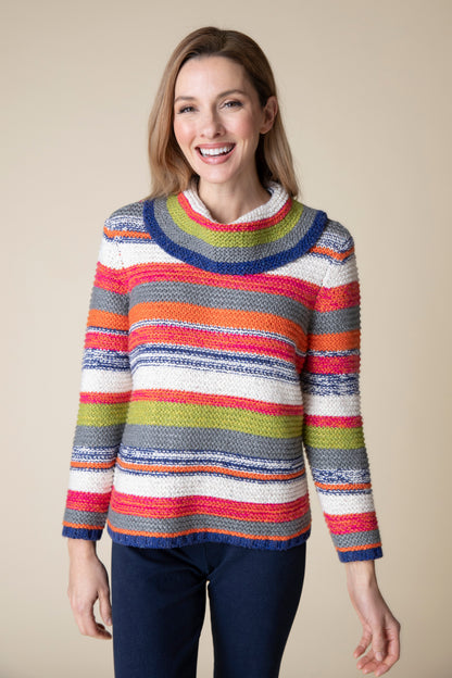 HABITAT RUSTIC STRIPES MULTI STRIPED PULLOVER