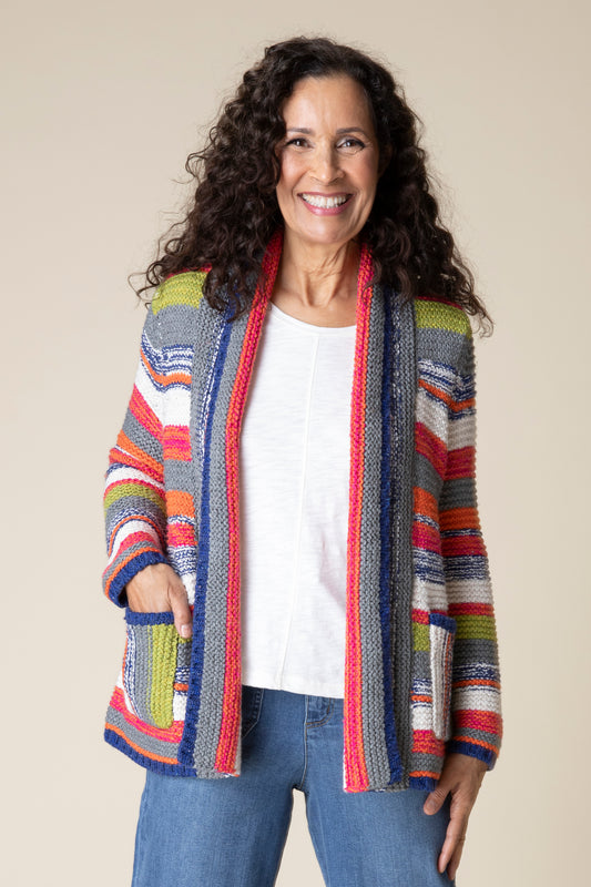 HABITAT RUSTIC STRIPES MULTI STRIPED CARDIGAN