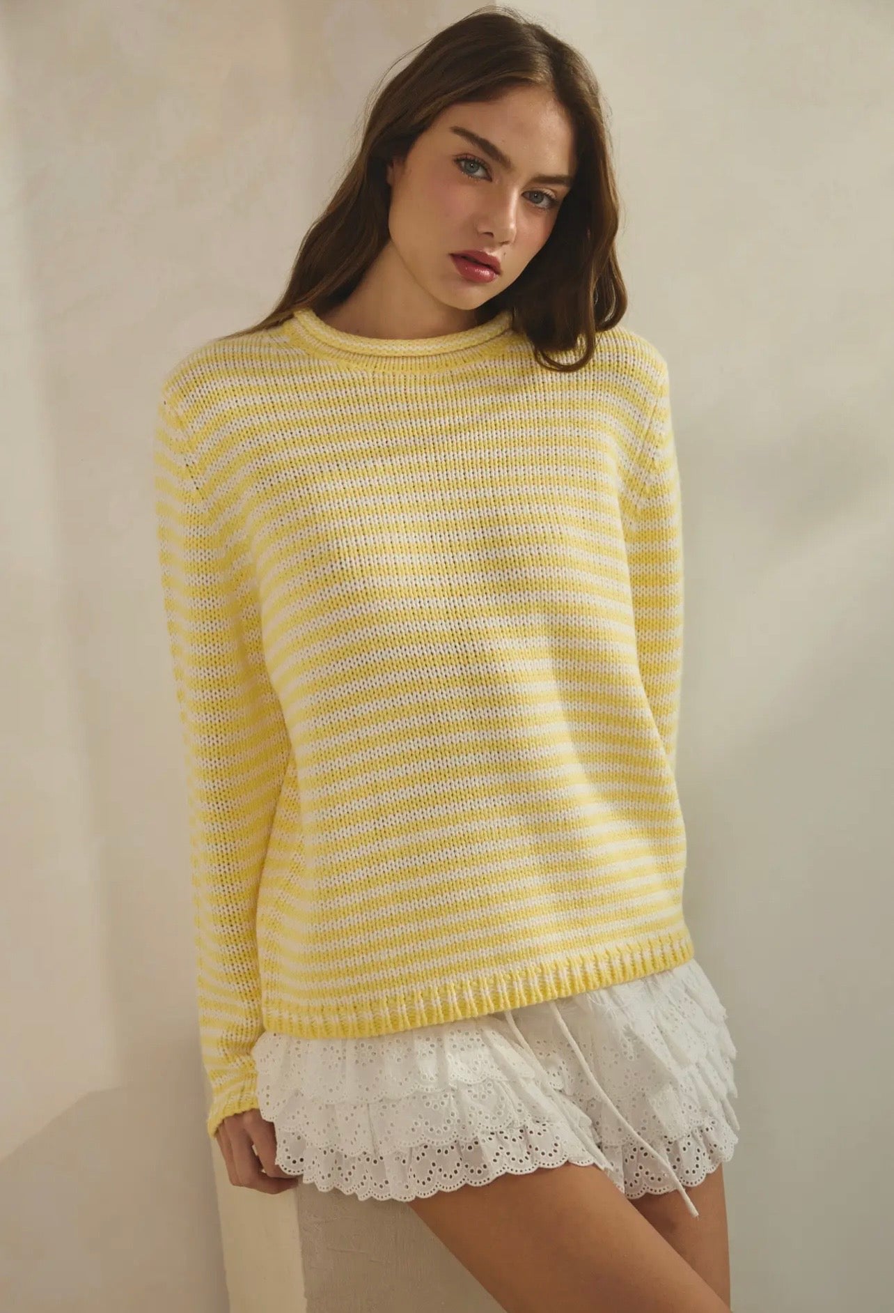 EVERYDAY COZY KNIT STRIPED SWEATER YELLOW - COMING SOON