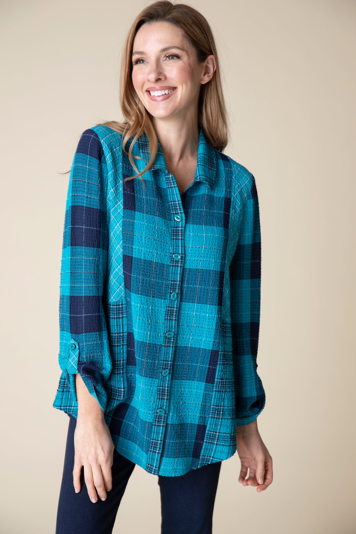 HABITAT BOYFRIEND SHIRT PLAID BLUE