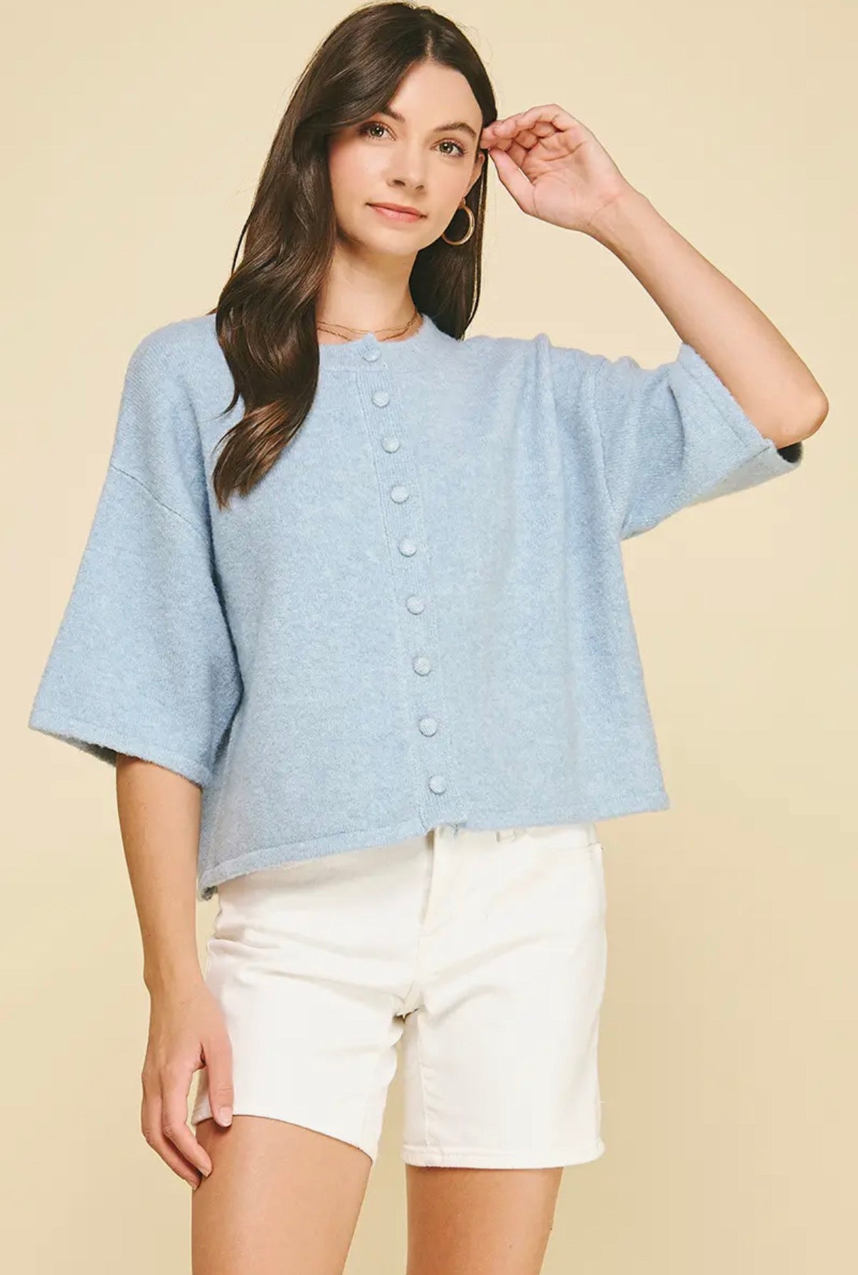 BUTTON DOWN SWEATER BLU - COMING SOON