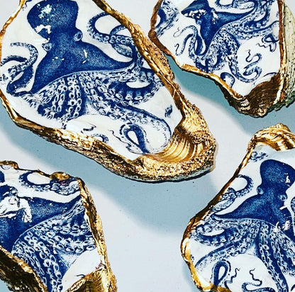 DECOUPAGE OYSTER SHELL OCTOPUS 4PC SET