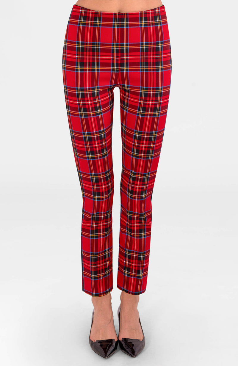 GRETCHEN SCOTT GRIPE - LESS PULL ON PANT PLAID RED