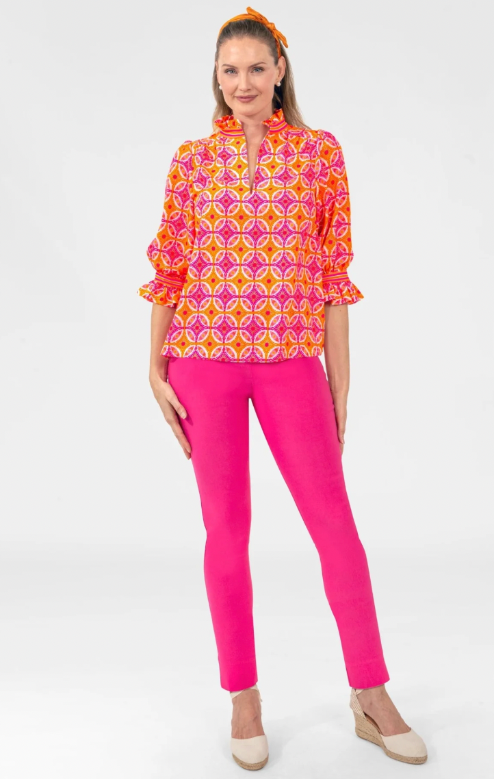 GRETCHEN SCOTT RUFFNECK TUNIC - ROSES