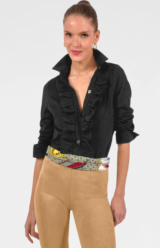 GRETCHEN SCOTT RUMBLE BLOUSE SUEDE BLK