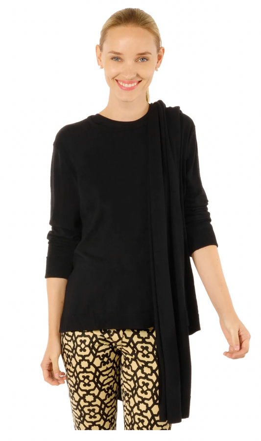 GRETCHEN SCOTT SNEEK A PEEK KNIT SWEATER BLK