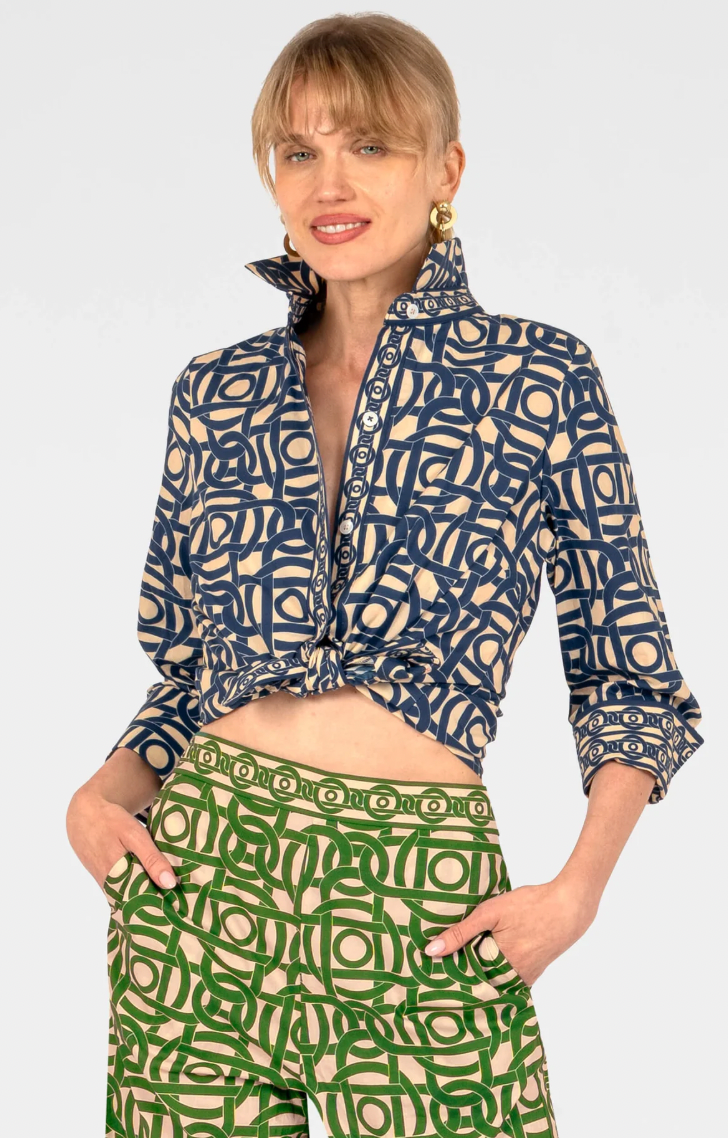 Gretchen Scott Designs Boyfriend Shirt Aubazine Navy