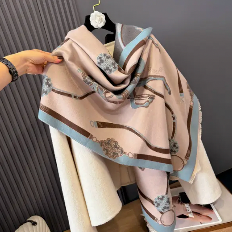 Equestrian Pink / Blue Rosette Mane Reversible Wrap