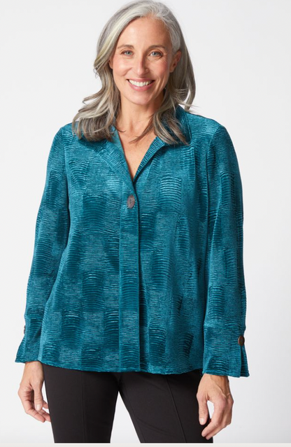 HABITAT BUTTON VELVET SHIRT JUNIPER