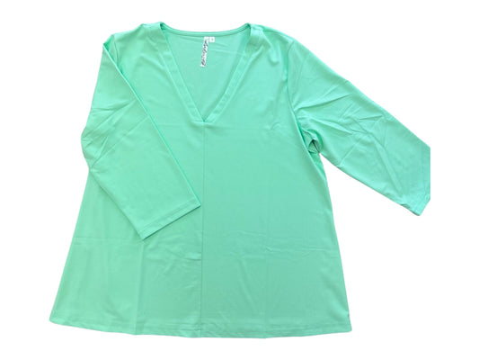 LULU B UPF VNECK 3/4SLEEVE SEAFOAM